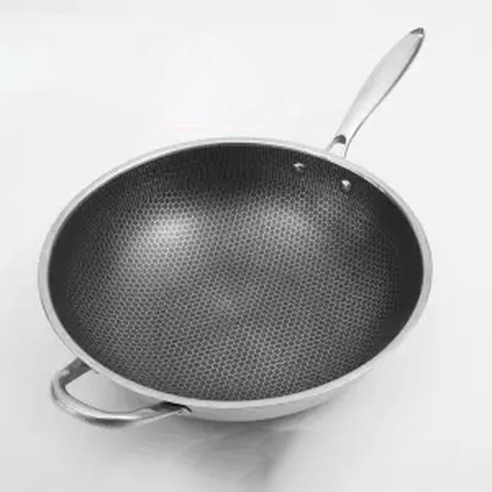 Stainless Steel Wok Non-stick Pan Handle Household Non-oily Smoke and Non-coated Pan Wok  Frying Pan  Non Stick Wok Cookware