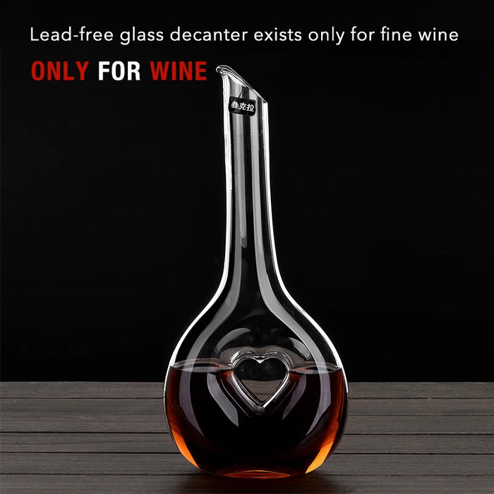 Heart-shaped Wine Decanter Crystal Wine Aerator Hand Blown Lead-free Crystal Glass Unique Design Wine Gift Accessories