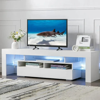 TV Stand for 65 Inch Entertainment Center White TV Stand with 16 Colors RGB Light and Remote  Living Room Bedroom, TV Stand