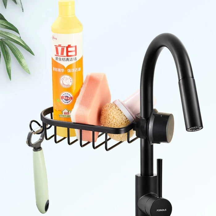 Adjustable Kitchen Sink Faucet Rack Bathroom Shower Shelf Rag Sponge Storage Rack For Shampoo Soap Organizer Holder