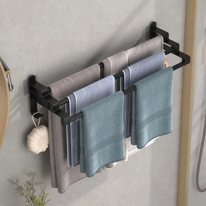 Punch-free Towel Rack Bathroom Wall Mounted Towel Bar Modern Simple Household Toilet Bath Towel Rack Hanging Hook Storage Shelf