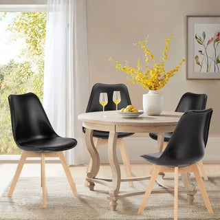 Dining Chairs Set of 4 Mid-Century Modern Dinning Chairs, Living Room Bedroom Outdoor Lounge Chair PU Leather Cushion
