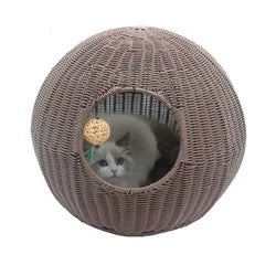 Durable Pet Bed Hand Weave Round Rattan Cat Beds Breathable Mat Washable rattan pet nest