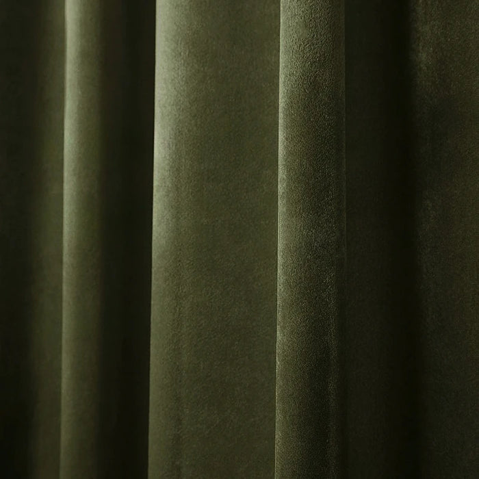 Retro Olive Green Dark Green Curtain Herringbone Pattern Living Room Decoration Curtain Bedroom Curtain Balcony Blackout Curtain