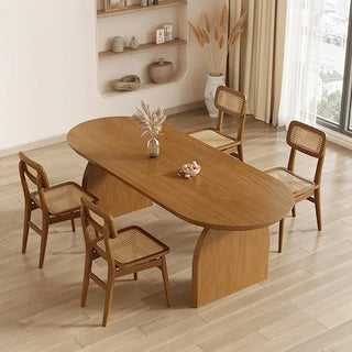 Nordic Oval Household Solid Wood Small Sized Dining Table Dining Tables Japanese Living Room Dining Tables and Chair Combination