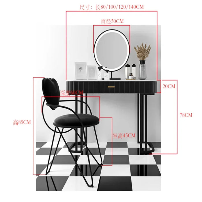 Nordic Marble Modern Minimalist Small apartment Bedroom Light Luxury Dressing Table, Hot Sale Princess Ins Style Makeup Table