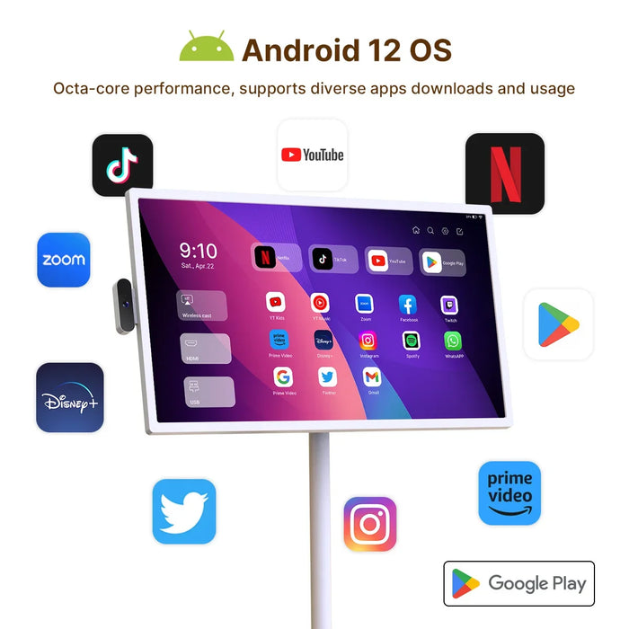 2024 New StandbyME32 inch Floor standing Intelligent Touch Screen Android System/Mobile TV/Home/8+128GB/AI Voice Remote Control