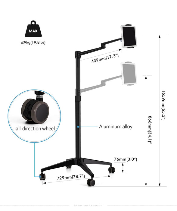 ZB-3 Floor live stand set 5-in-1 Multifunctional 10"-17" laptop stand light mount microphone camera holder youtube makeup video