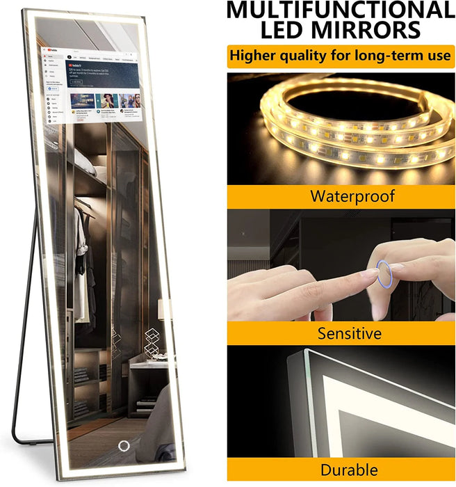 Wholesale Makeup Vanity Full Length Mirror With Tv And Led Lights Touch Screen Led Bath Smart Mirror For Home