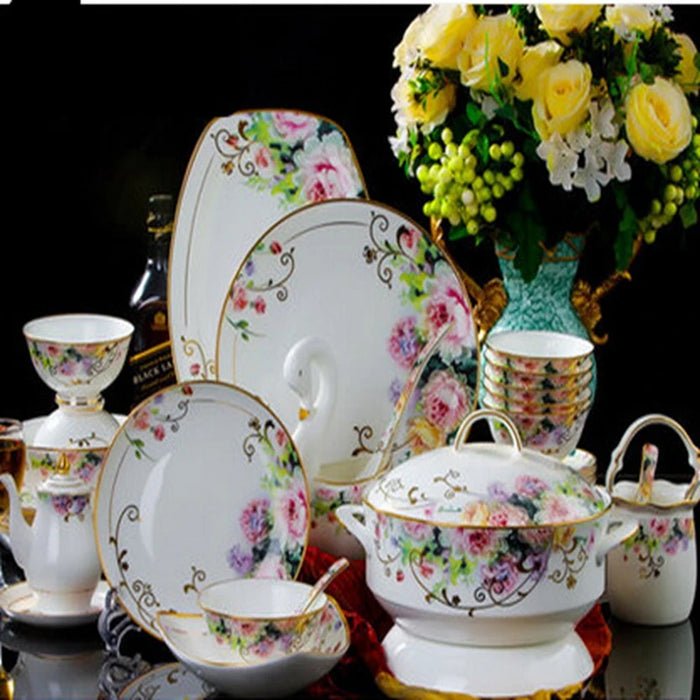 The dishes in Jingdezhen set 60 high-grade ceramic tableware tableware bowl head bone china