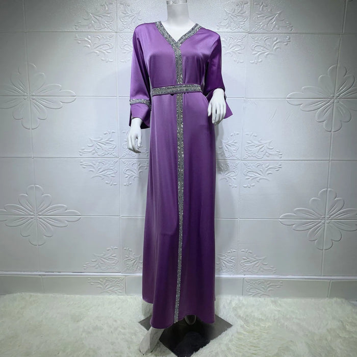 Arab Party Dress Diamonds Women Jalabiya Moroccan Kaftan Arabian Clothing Dubai Saudi Robe Muslim Evening Ramadan Eid Abaya Gown