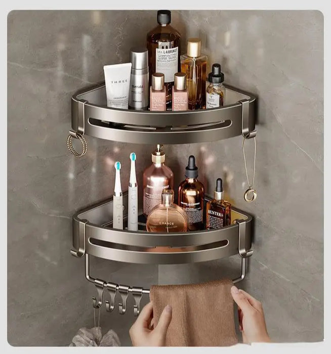 Drill-Free Bathroom Wall Shelf for Handwashing, Toilet, and Basin - Triangle Storage Organizer