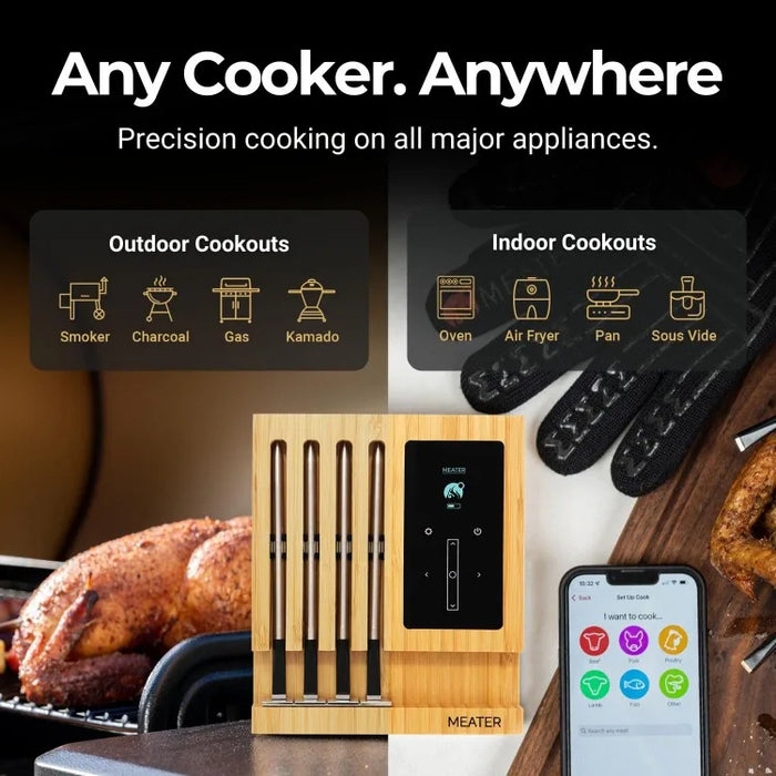 Block: 4-Probe Premium WiFi Smart Meat Thermometer | for BBQ, Oven, Grill, Kitchen, Smoker, Rotisserie | iOS & Android App