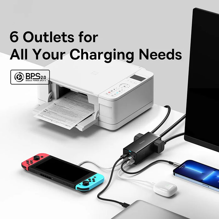 Baseus 100W GaN3 Pro Desktop Charger Power Strip Charging Station Fast Charger For iPhone 15 14 13 Pro Max Xiaomi Samsung Laptop