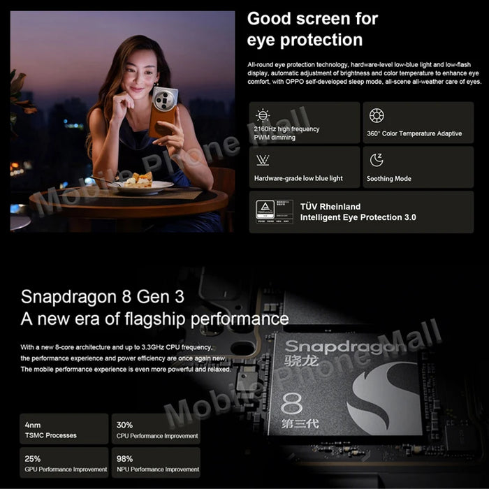 Original OPPO Find X7 Ultra 5G Mobiel Phone 6.82" AMOLED 120Hz Screen Snapdragon 8 Gen 3 Camera 50MP 100W SuperCharge Smartphone