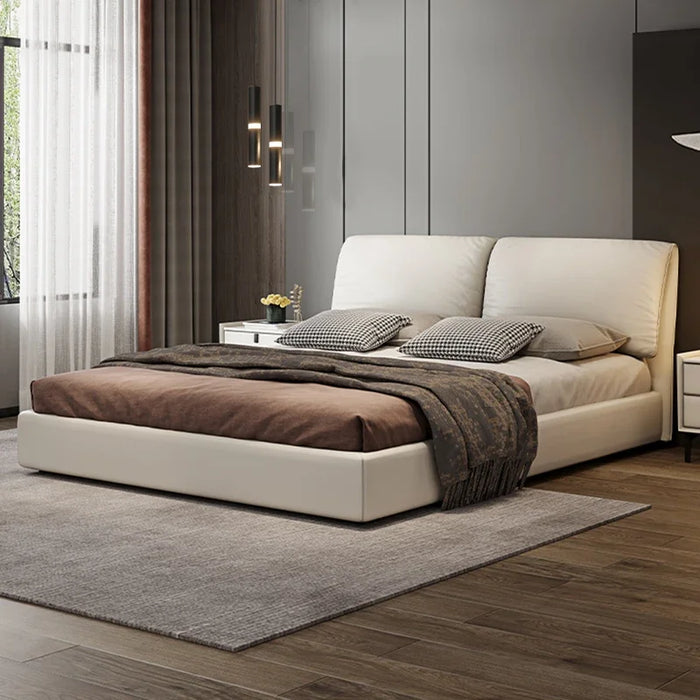 Italian minimalist luxury leather bed 2022 new modern minimalist Nordic double bed master bedroom elephant ear bed