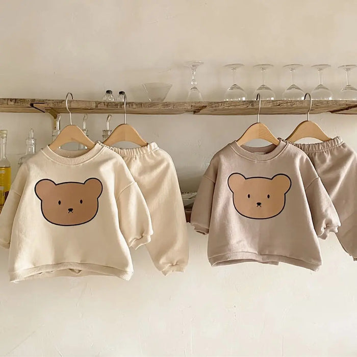 Spring Infant Baby Cartoon Clothing Sets Toddler Boys Girls Long Sleeve Sweatshirt + Pants 2pcs Suit Kids Cute Bear Clothes Set