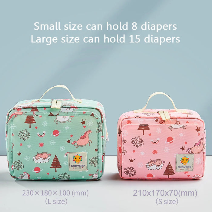 Sunveno Baby Diaper Bags Maternity Bag for Disposable Reusable Fashion Prints Wet Dry Diaper Bag for Disposable Diaper 2 Size