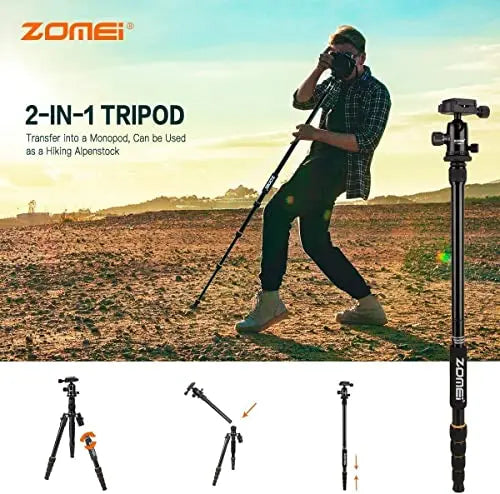 ZOMEi Camera Tripod 62" Light Weight DSLR Tripod with Ball Head Quick Release Plate and Carrying Case (Aluminum Tripod)