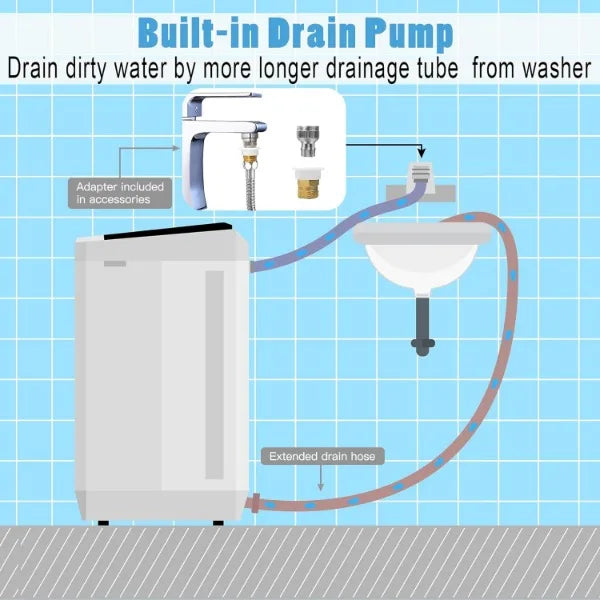 17.8Lbs Portable Washing Machine Nictemaw Portable Washer, 2.3 Cu.ft Washer and Dryer Combo with Drain Pump, 10 Programs