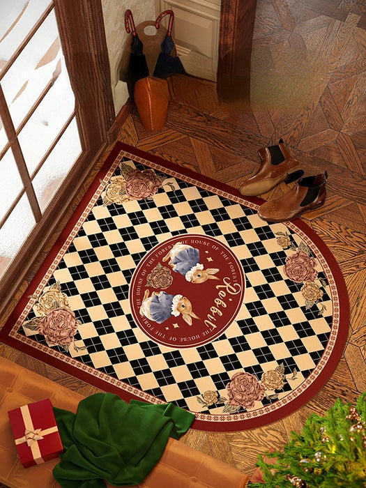 High Appearance Cute Rabbit Entrance Door Leather Floor Mat Household Red Door Mat Waterproof Foot Mat Living Room Decoration