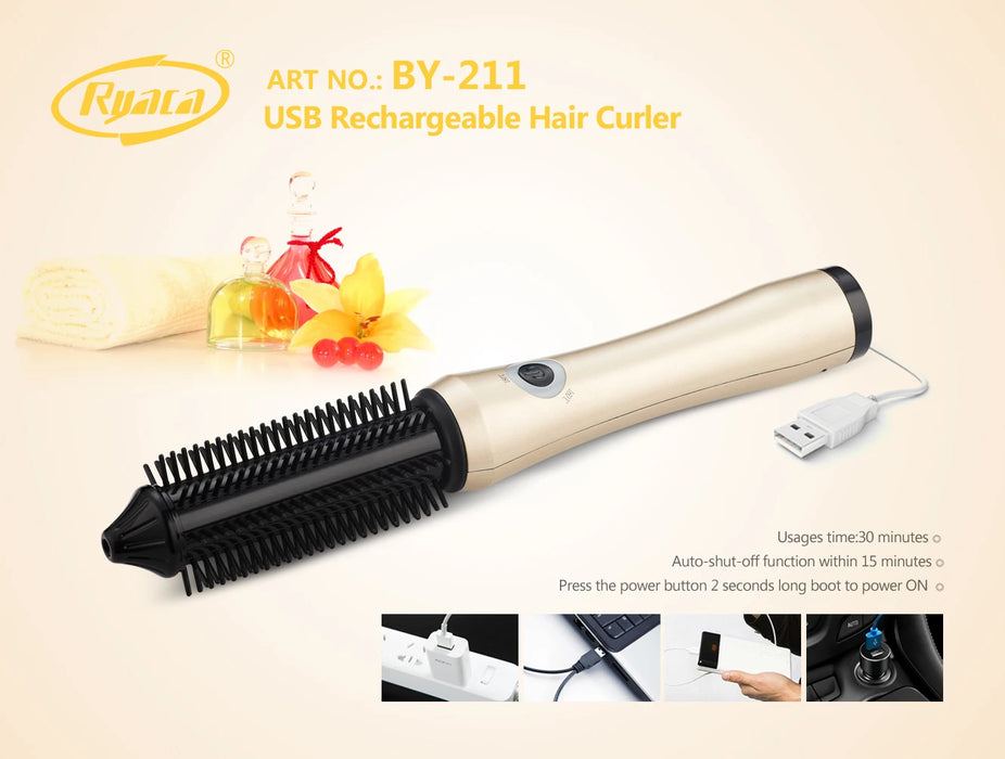 USB Cordless Rechargeable R With Auto-shut-on Function Hand-held Wireless Curling Iron