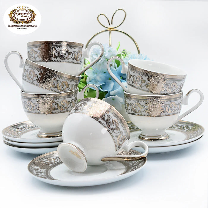 17pcs ModernLuxury High quality porcelain Creative Fine Bone China Tea Set With Teapot for 6 people