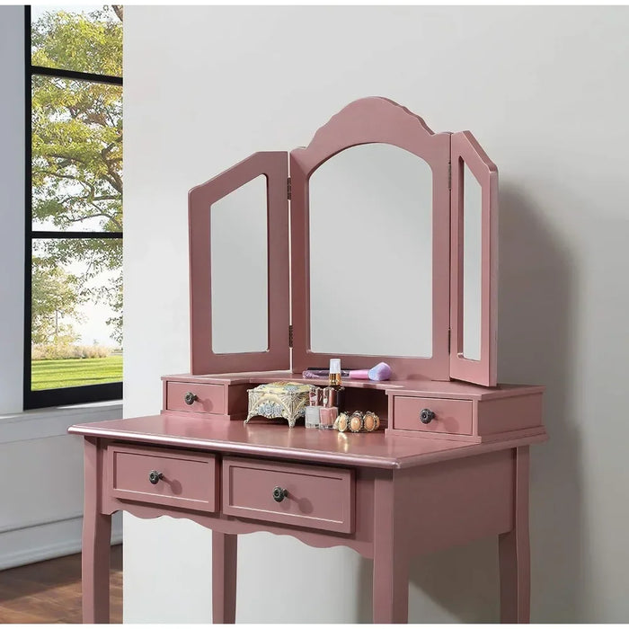 Wooden Dressing Table, Dressing Table and Stool Set, White, Mirror Vanity Table with Mirror  Makeup Vanity  Dresser