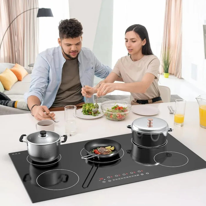 Induction Cooktop, with 5 Burners Desktop Built-in Cooktop, 7400W 240V Induction Stovetop 9 Power,Levels Sensor Touch Control