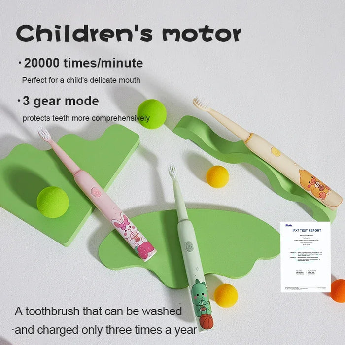 CH-905ET (milk Tea) ElectricToothbrush Rechargeable Cartoon Smart Children Electric Toothbrushes Waterproof For Kids