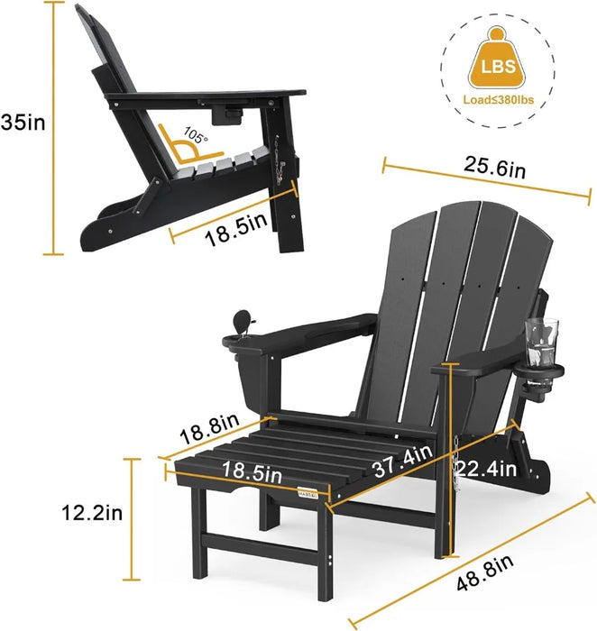 FoldingChair Lawn Outdoor Fire Pit Chair Chair Weather Resistant wit Retractable