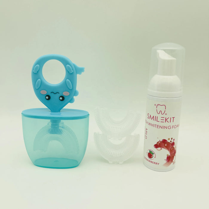 Hot Sales Premium Soft Training Christmas Gift Manual Silicone Baby Children U Shape Toothbrush With Dust Cover And Mug