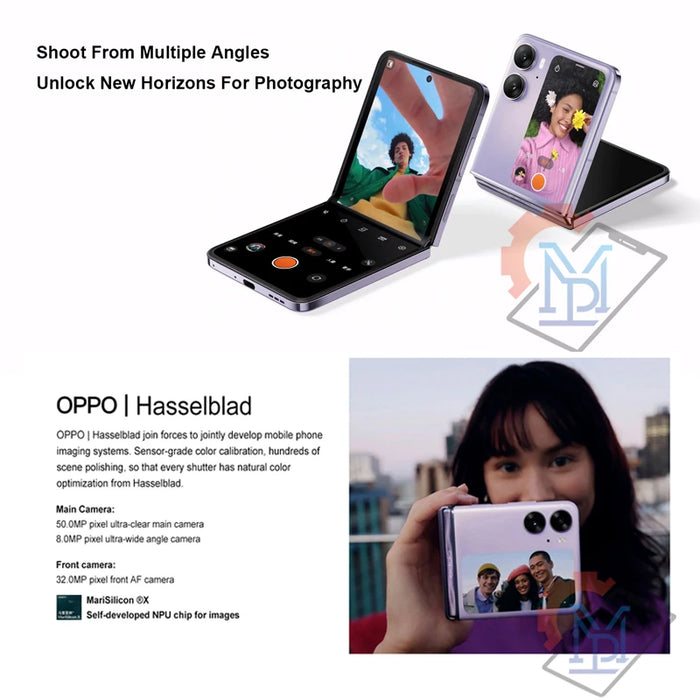 Original OPPO Find N2 Filp Folded Phone 6.8 Inches Foldable AMOLED 120Hz Screen Dimensity 9000+ Camera 50MP NFC Smartphone