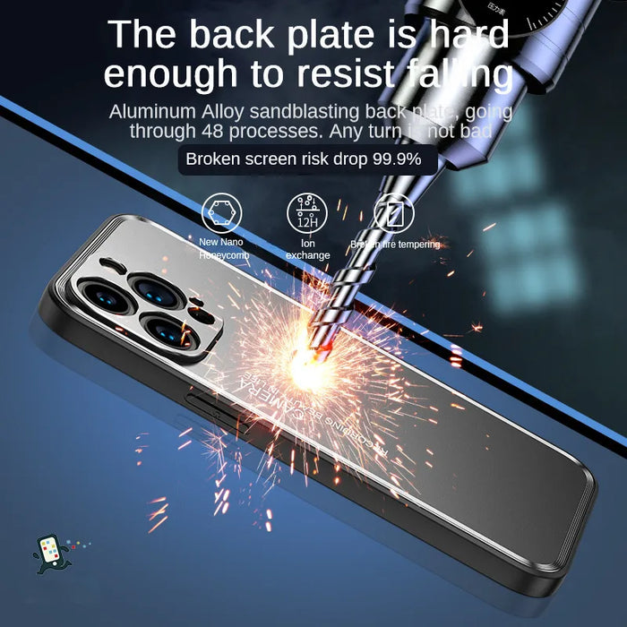 Luxury Metal painted Phone Case For Iphone 11 12 13 14 Pro Max Plus  With Lens Protection TPU Frame Matte Backplate Metal Cover