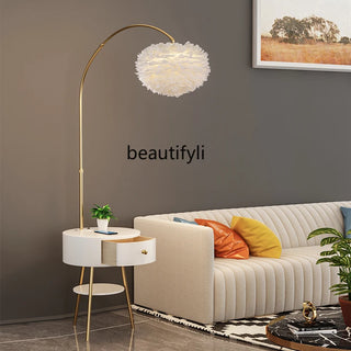 zqCoffee Table Floor Lamp Integrated Living Room Sofa Side Table Bedroom Bedside Wireless Charging