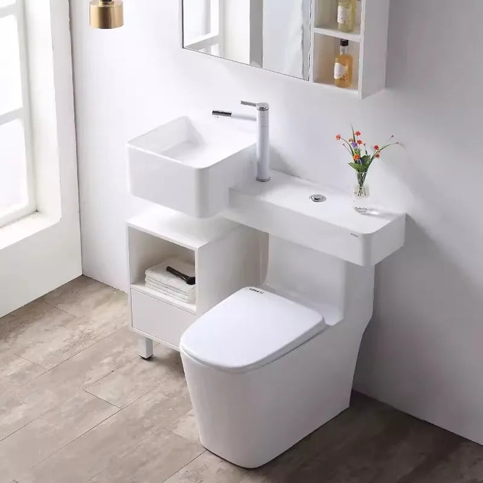 Minimalist small unit wash basin with integrated toilet sink, sink, wash basin, integrated toilet