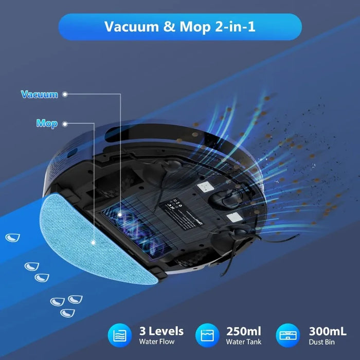 sweeping and mopping robot combination, 4000Pa suction power, up to 150 minutes, suitable for pet hair, carpets, and hard floors