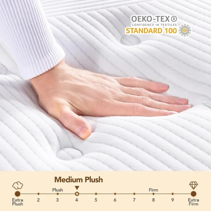 Queen Mattress, Lechepus  Medium Plush Queen Size Mattress in Box, Memory Foam Hybrid Mattress with Memory Foam