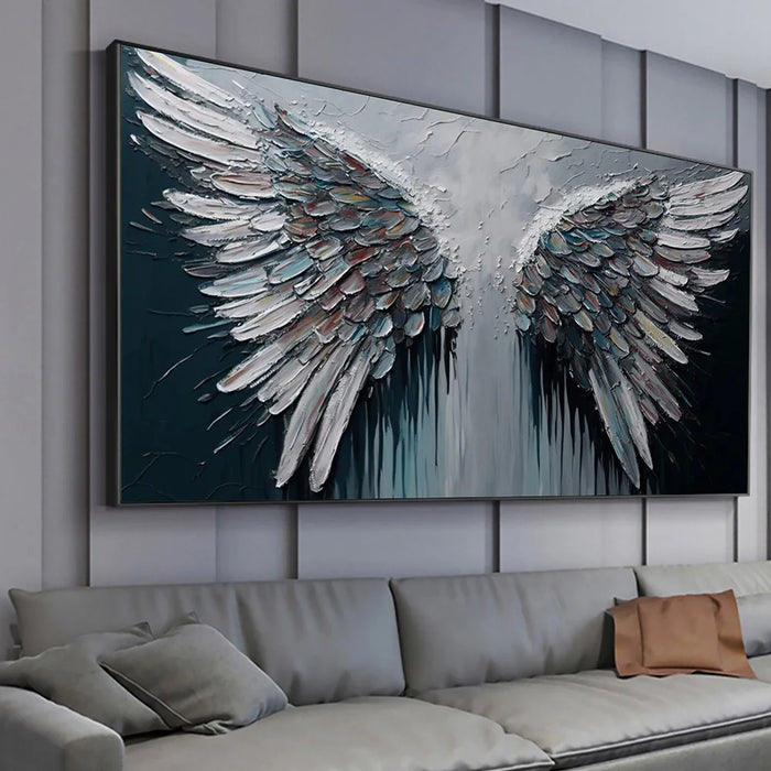 Abstract Angel Wings Posters Prints Large Size Gold Gray Feather Canvas Painting Bohemian Style Wall Art Mural Modern Home Decor