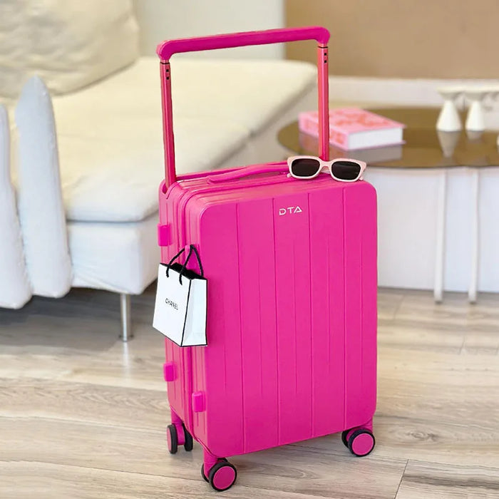 Luggage female 20 "small trolley case  new high appearance suitcase level travel 24 light pink leather case