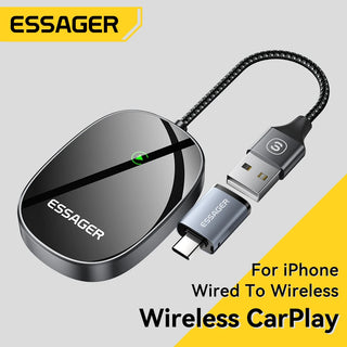Essager Mini Carplay Wireless For Toyota Mazda Nissan Camry Suzuki Subaru Citroen Audi Mercedes Kia Ford Opel For iPhone IOS 15