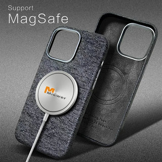 French PU Leather Magnetic Phone Cases For iPhone 15 14 13 12  Pro Max Wireless Charging Case Metal Lens Ring Shockproof Cover