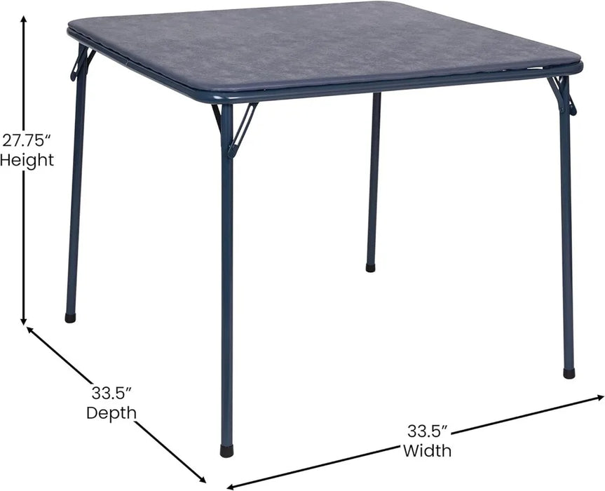 5 Piece Navy Folding Card Table and Chair Set