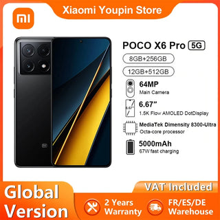 POCO X6 Pro 5G Global Version Smartphone 256GB 512GB Dimensity 8300-Ultra 6.67" 1.5K Flow AMOLED DotDisplay 64MP 67W with NFC