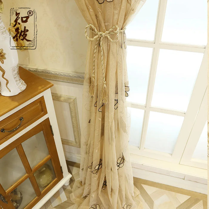 New Curtains for Living Dining Room Bedroom Custom Korean American Luxury Pearl Embroidery Door Window Curtain Room Decor