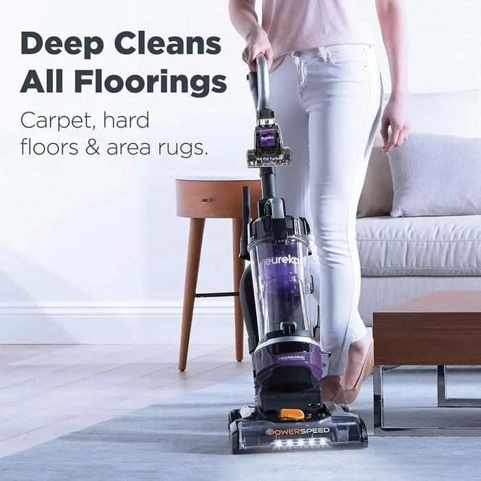 Bagless Upright Vacuum Cleaner Powerful for Carpet and Hard Floor All-floor Powerful Cleaning, Automatic Cord Rewind, w/Pet Tool