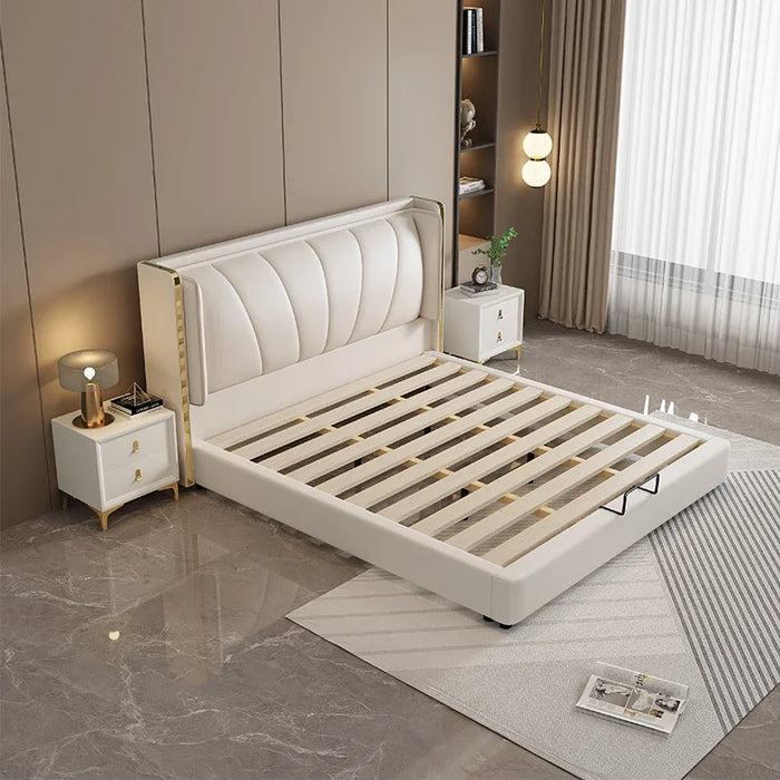 bed Modern simple and luxurious   back soft bag rental room double  can store the leather  of the master room