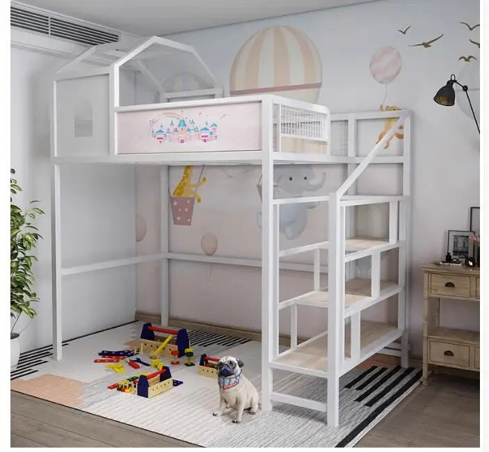 Loft bed for children Simple modern wrought iron bed on top