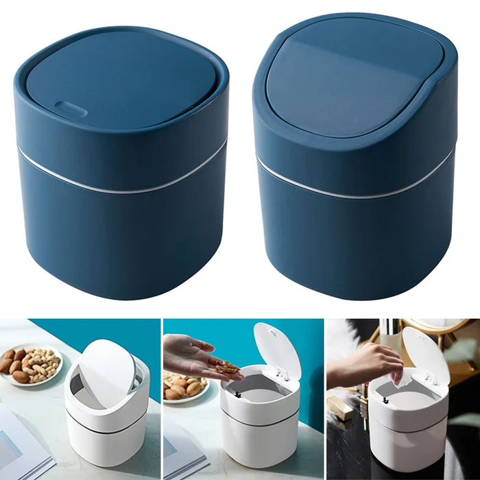 Mini Desktop Multifunctional Trash Can Home Car Storage Bucket Accessories With Lid Garbage Bin Style Living Room Office