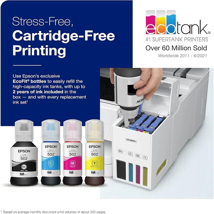 Wireless All-in-One Cartridge-Free Supertank Printer with Scanner, Copier, Fax, ADF and Ethernet – The Perfect Printer Office